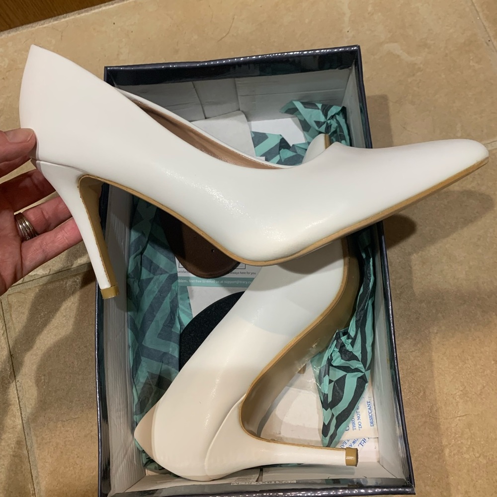 Women’s white heels-worn once on Halloween inside-size 9